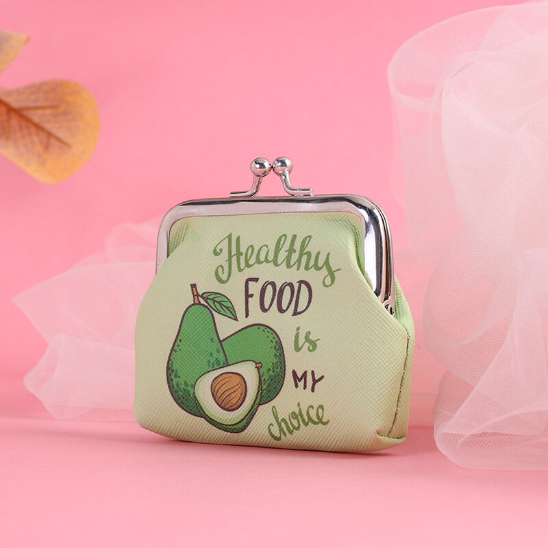 Cartoon awokado torebek na monety damskie Mini wymiany portfele dziewczęce portfel portmonetka dzieci na suwak mała torebeczka kieszenie na klucze