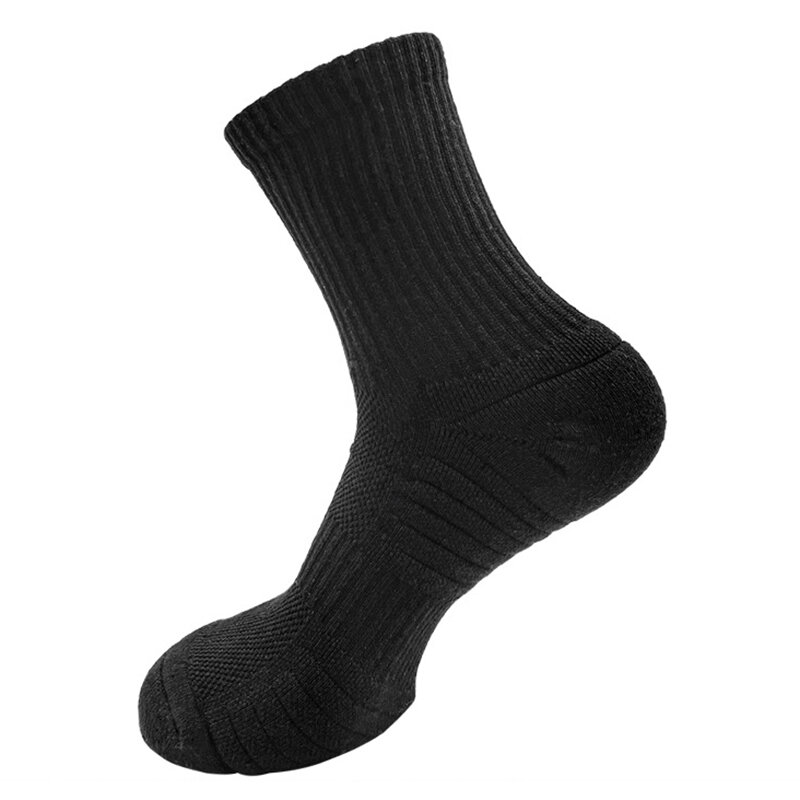 Meias de esporte longas e respiráveis masculinas, meias de compressão, meias de basquete, branco, preto, almofada, plus size, 39-44, novo, 1 par