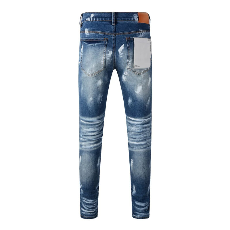 Pantaloni in denim di marca ROCA viola di alta qualità pantaloni in Denim Skinny a vita bassa con vernice blu di colore sottile invecchiato