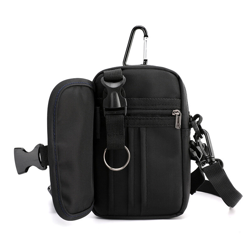 Tas bahu kecil pria multifungsi, tahan lama nilon fungsional tas Messenger portabel tas pinggang Mini kasual