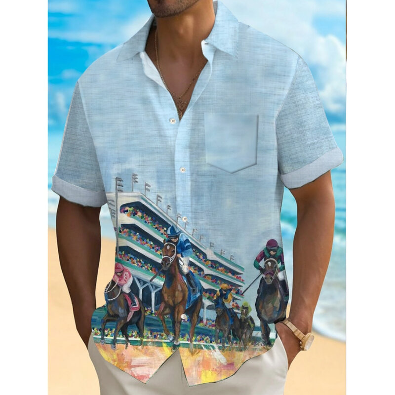قميص هاواي غير رسمي للرجال ، قميص بأكمام قصيرة ، ملابس جيدة التهوية ، طباعة ثلاثية الأبعاد ، الصيف