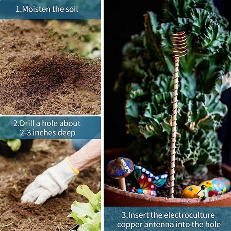 12 Pack Electroculture giardinaggio antenne a spirale in rame per la coltivazione di piante da giardino verdure con bobine di elettrocoltura