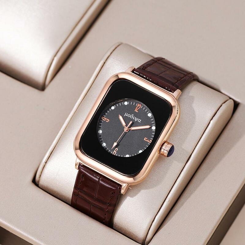 Elegancki damski zegarek na rękę z eleganckim prostokątnym tarczą na co dzień z pasek ze sztucznej skóry mechanizmem kwarcowym dla pań