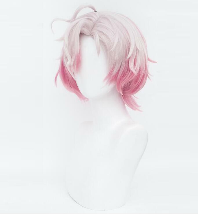 Merold peruka do cosplay peruka z włókna syntetycznego jasnoszary różowy gradient pomarańczowy różowy różowy peruka