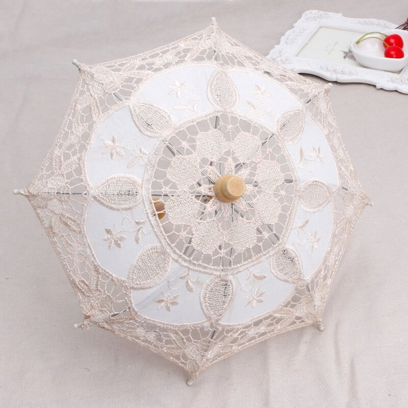 Parasol biały koronkowy Fotografia Mini parasol ślubny Parasol bawełniany koronkowy D7WF