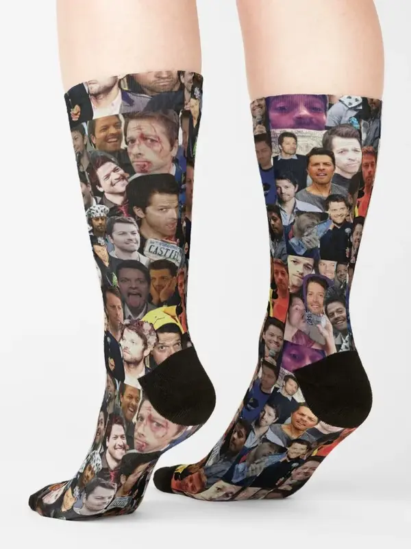 Misha e Parker Collage Socks para homens e mulheres, presentes de Halloween e Natal, Gym Socks