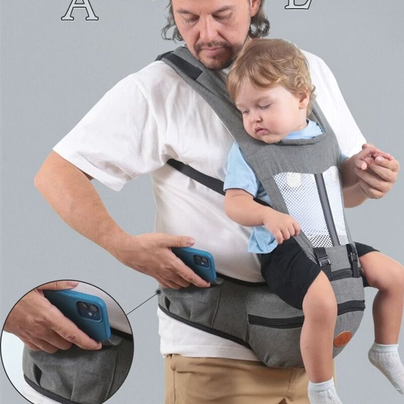 Tas pegangan Horizontal tipe dengan tempat duduk katun jaring bayi ransel gendongan bayi baru lahir handuk punggung gendongan bayi