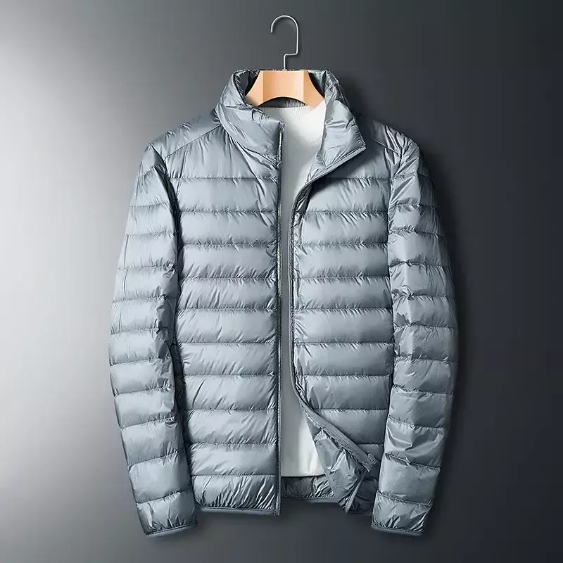 Nowa jesienna zima Ultra lekka biała kurtka puchowa męska wodoodporna na co dzień przenośna na zewnątrz lekka wyściełana kurtka męskie płaszcze