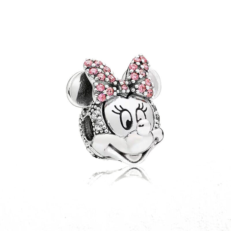 Hot Sale 925 Silver Disney Mickey Minnie Robot Cartoon Collection Charms Bead Pendant Fit Original Pendant Bracelets DIY Jewelry