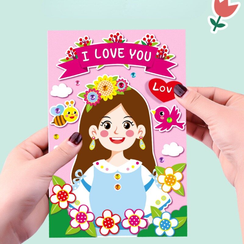 3D Greeting Card Children's Handmade DIY Material Bag Creative Gift Cartoon Greeting Card