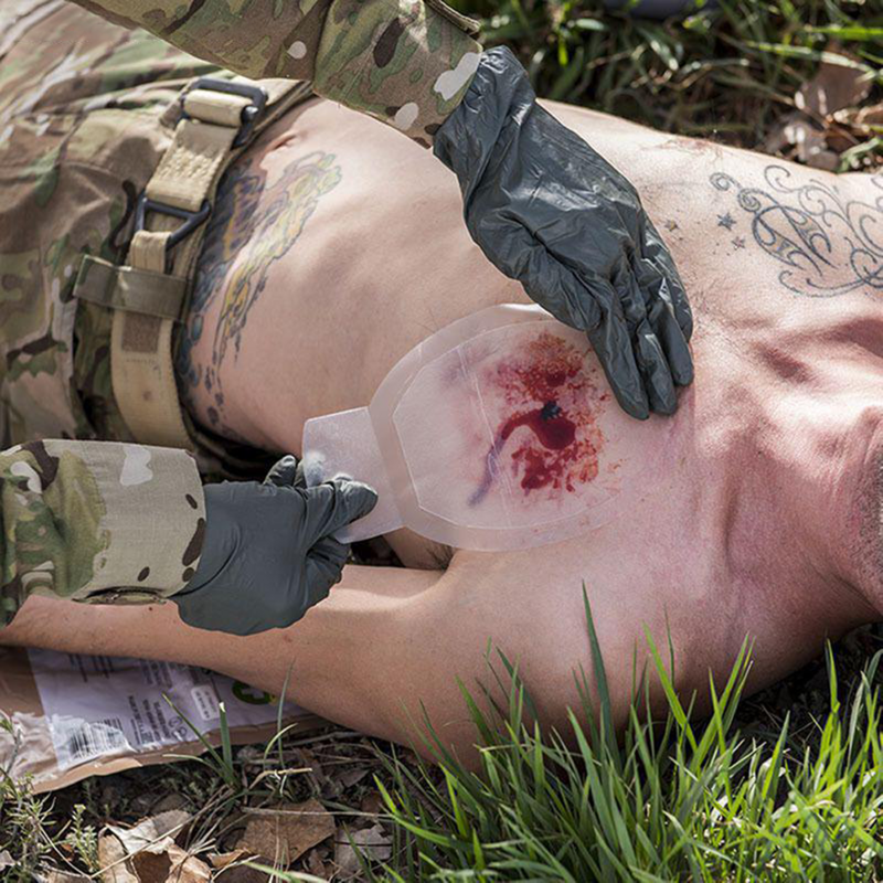 Tactical First Aid Chest Seal Vented 4 Holes Military Trauma Care for Combat Medical Chest Sealing Patch IFAK Supplies