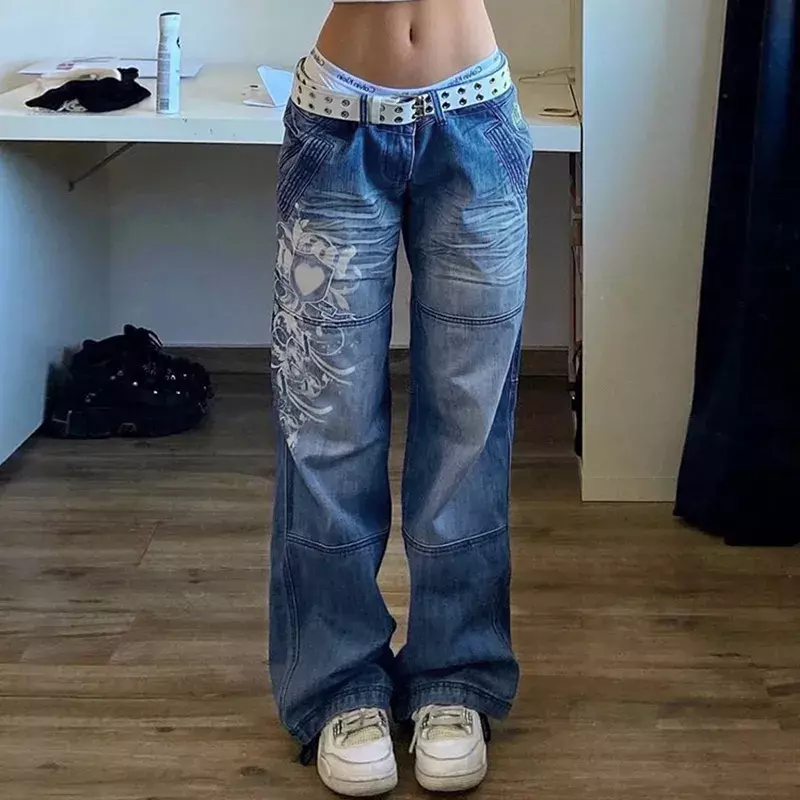 New Harajuku Grunge Vintage Low Waisted Cargo Pants Y2K Aesthetics Indie Women Jeans Pockets Korean Streetwear Retro Trousers