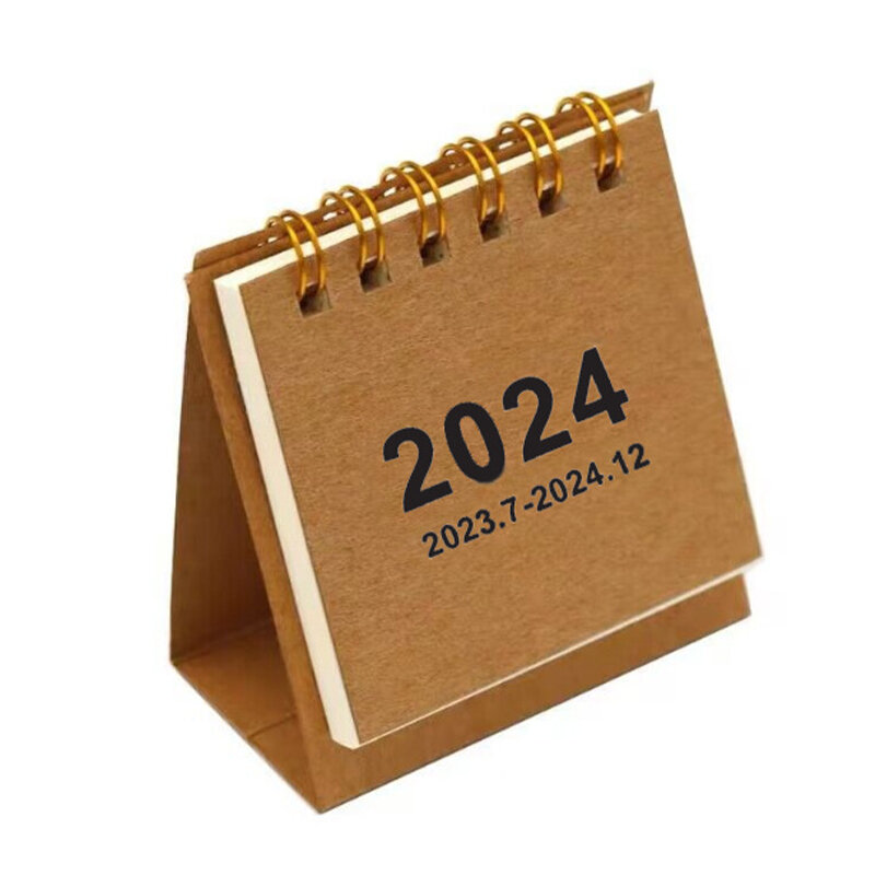 Mini Calendario de escritorio con tapa de pie, planificador para organizar el horario diario, suministros escolares de oficina, 2024