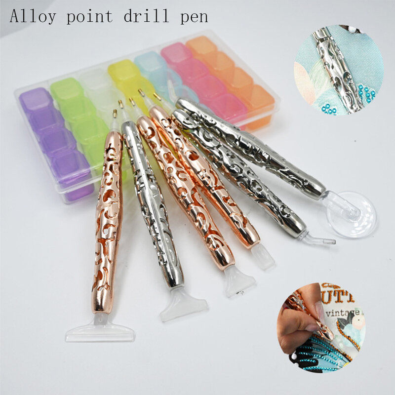 Diamond Painting Point Drill Pen Alloy Pattern Hollow Accessories Clay Drill Bit Tray Tool Accessories Art Diamond Painting