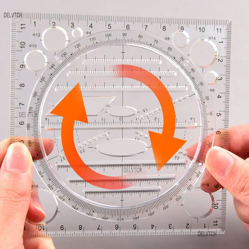 Modelo de desenho rotativo multifunction design de arte construção arquiteto estéreo geometria círculo desenho de escala de medição régua