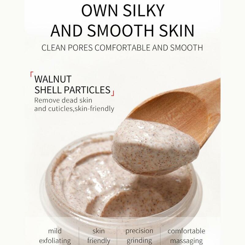 Body Scrub Manteiga de Karité Gel Esfoliante, Limpeza Profunda, Tratamento da Acne dos Poros, Clareamento Suave, Clareamento do Abacate, Limpeza Facial, 100g
