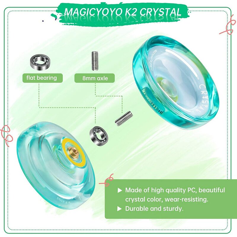 Magicyoyo K2 Plus Kristal-Responsieve Yoyo, Jojo Voor Twee Doeleinden Met Vervangend Niet-Reagerend Lager Voor Gemiddeld, Groen