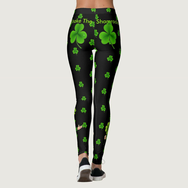 Paddystripes-Pantalones verdes de la buena suerte para mujer, mallas elásticas de cintura alta con estampado de trébol, para Yoga, correr, Pilates y gimnasio