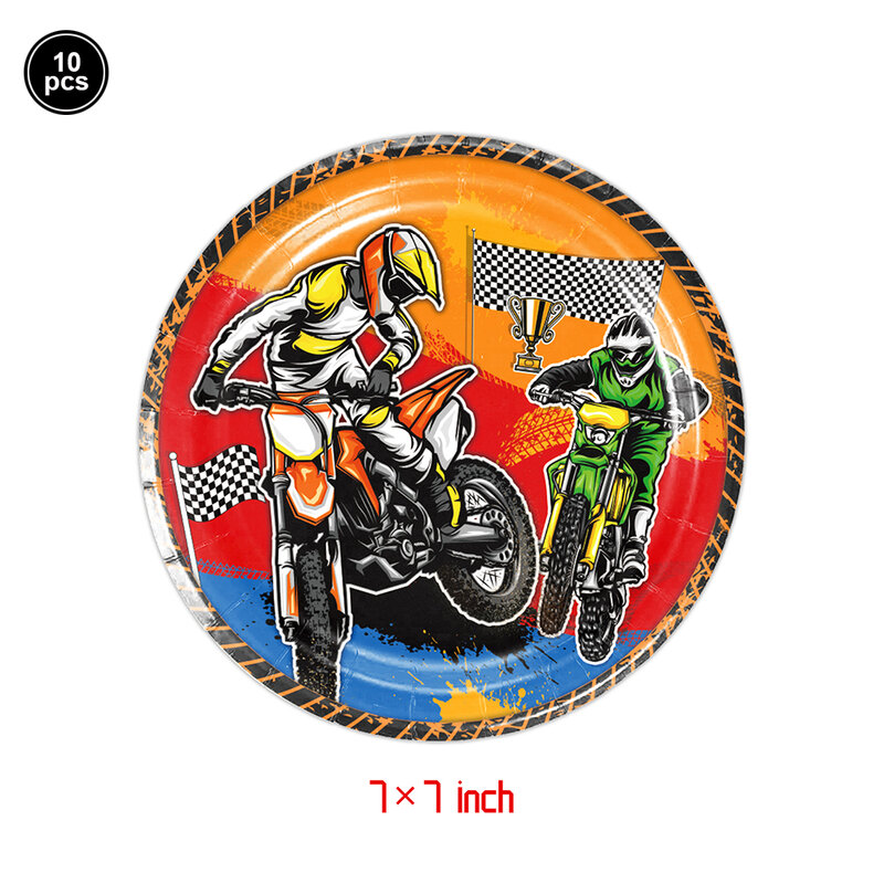 Ballons en latex sur le thème du motocross pour hommes et garçons, bannière joyeux anniversaire, décorations de gâteau de moto Chi, décorations de fête de course