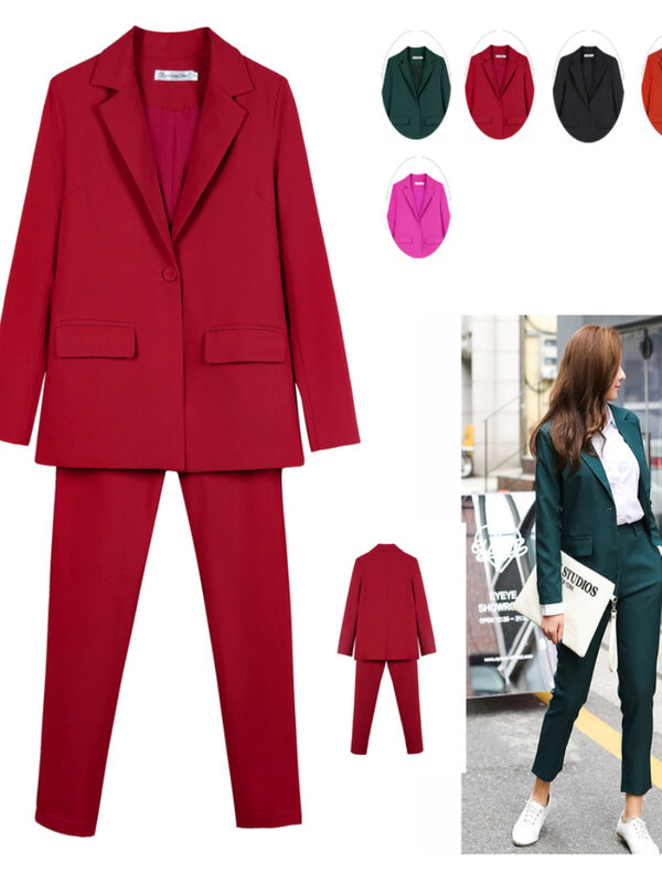 Werk Pantsuits Ol 2 Delige Set Voor Vrouwen Business Interview Uniform Slanke Blazer En Potlood Broek Kantoor Dame Pak Vrouwelijke outfits