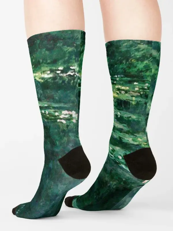 Calcetines de fútbol de lirios de agua en estanque verde para hombre y mujer, calcetines de fútbol, regalos de invierno, diseñador, Claude Monet, nuevo