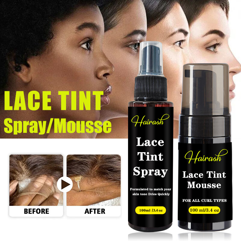 Lace Tint Mousse Waterproof For Lace Front Wigs Light/Medium/Dark Wig Knots Healer Quick Dry Wig Grids Concealer Tint Spray