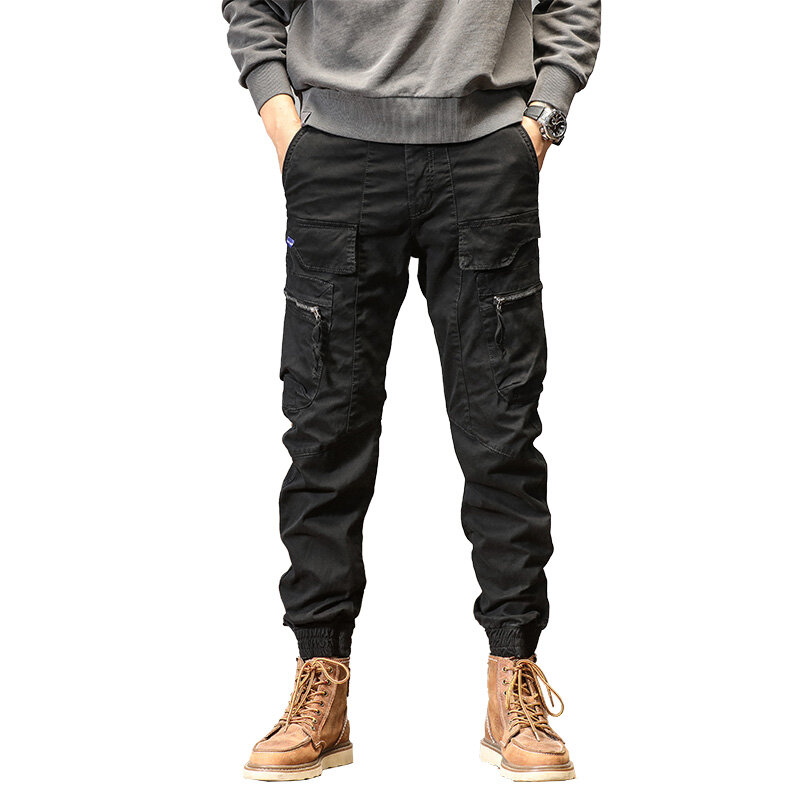 CAAYU Joggers Cargo spodnie męskie Casual Y2k multi-pocket męskie spodnie spodnie dresowe Streetwear Techwear Tactical Track szare spodnie męskie