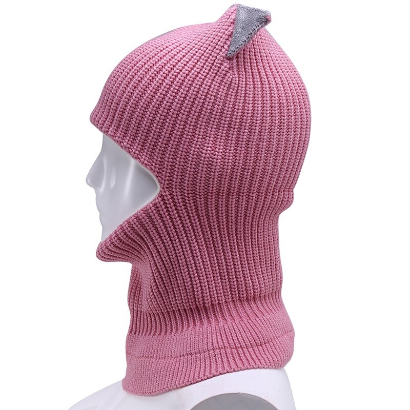 Warm Hats Thicken Windproof Plus Velvet Children's Knit One-Pieces Neck Protector Face Earmuff Hat For Kids