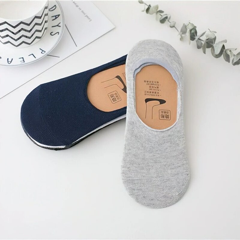 Men's Low Cut Socks Invisible Loafer Boat Sock Non-slip Breathable Cotton Calcetines Male Solid Alien Ankle Socks Casual
