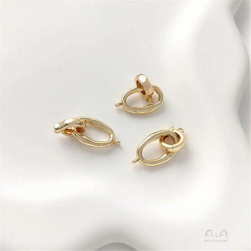 Collana con bracciale di perle con fibbia a doppio cerchio ovale a forma speciale riempita d'oro 14K che collega fibbia con ciondolo Accessori per gioielli fai da te