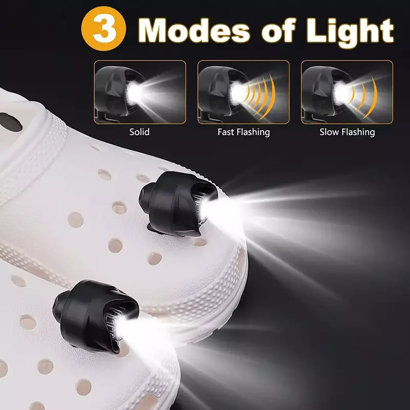 Luz LED portátil para Crocs, faros resistentes al agua IPX5, accesorios para acampada al aire libre y senderismo, luces para zapatos