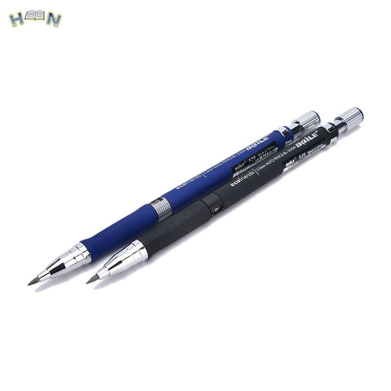Lápis Mecânico com Suporte para Chumbo, Lápis para Desenho, Papelaria Escolar e Escritório, Azul e Preto, 2B, 2.0mm