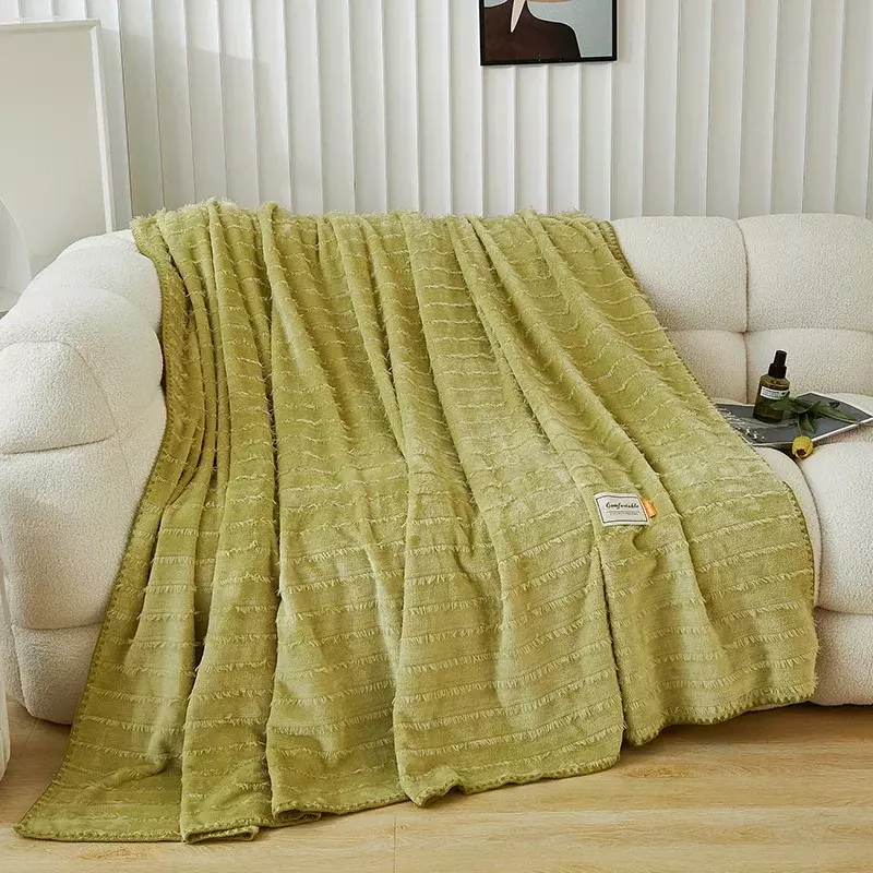 Couverture en velours avec glands, couvre-lit en microcarence, drap de lit en peluche, couvertures de canapé douces, point sur le lit, 2006, hiver