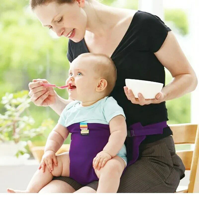 Kursi bayi lipat tali kursi tinggi portabel, kursi penutup makan anak bayi dapat dicuci dengan sabuk pengaman