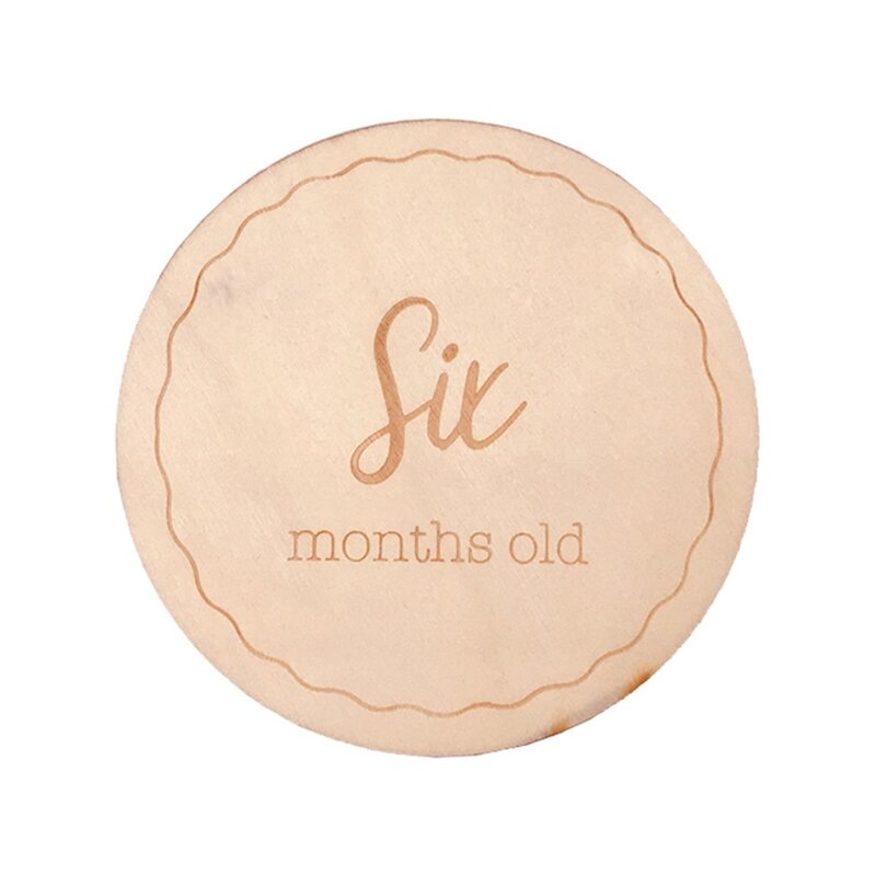 Baby Milestone Card Wooden Monthly Cards Baby Birth Announcement Cards Printed Milestone Circle Disc Months Signs Card