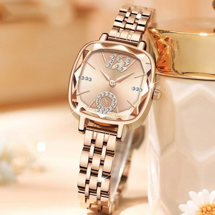 Reloj cuadrado de cristal facetado para mujer, reloj de cuarzo resistente al agua