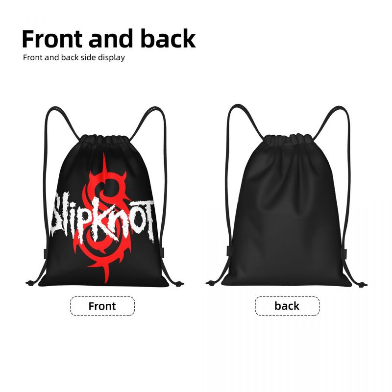 Slipknots Drawstring Bag para homens e mulheres, Foldable Sports Gym Sackpack, Heavy Metal Rock Music Gift, Training Storage Backpacks