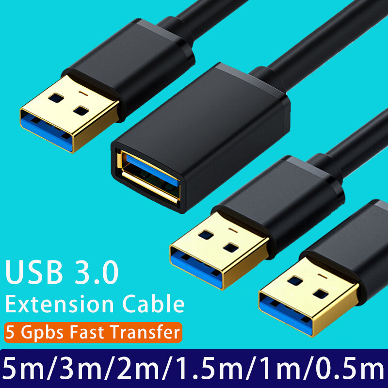 5m-0.5m USB3.0 Extension Cable For Smart TV PS4 Xbox One SSD USB To USB Cable Extender Data Cord USB 3.0 2.0 Fast Transfer Cable
