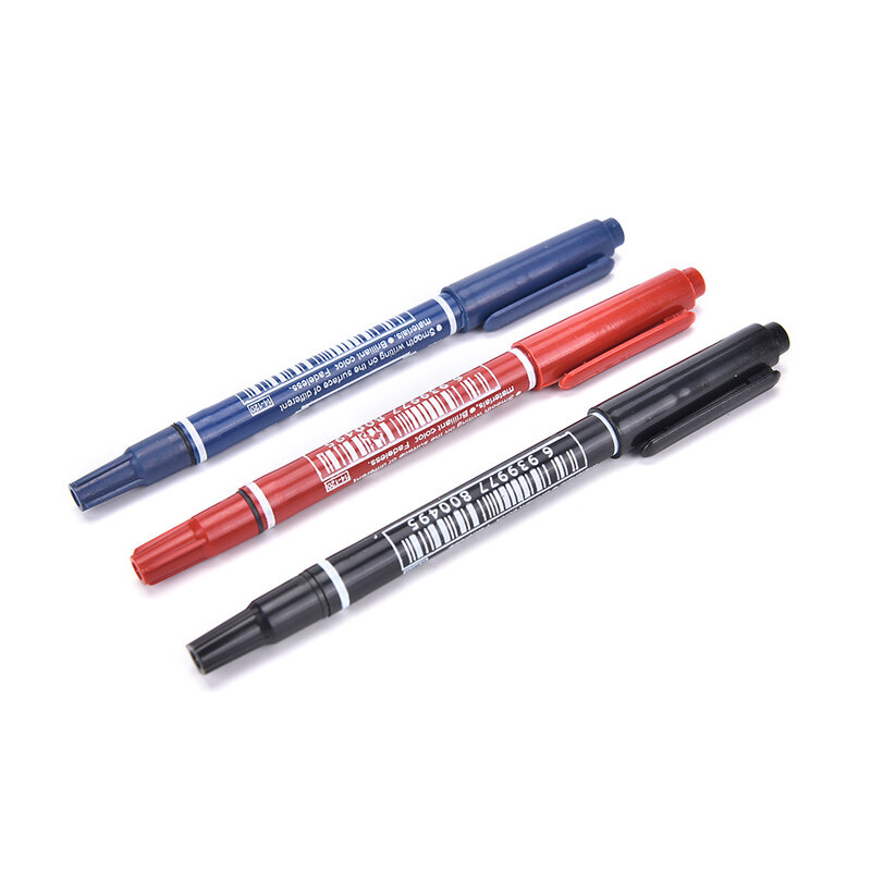 하이 퀄리티 더블 마커 펜, 영구 검정 파랑 빨강 잉크 펜, 학생 학교 사무실 문구, 1 개