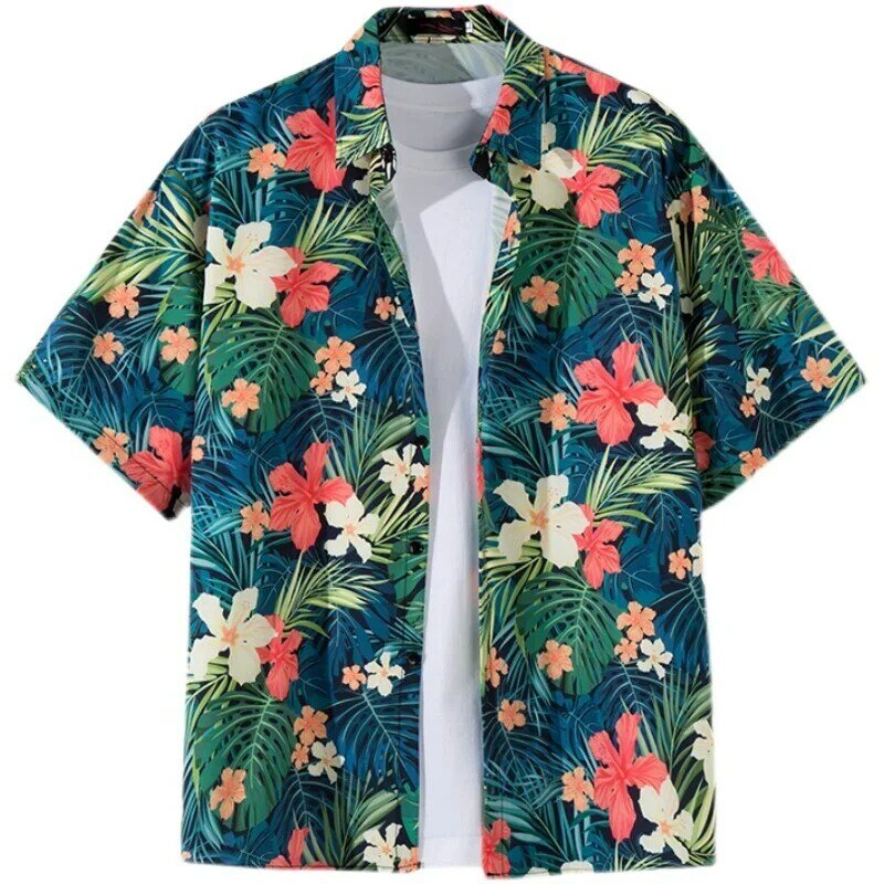 Chemise décontractée à manches courtes pour hommes, haut de plage, mode de rue, impression de dessin animé hawaïen, été, 2024