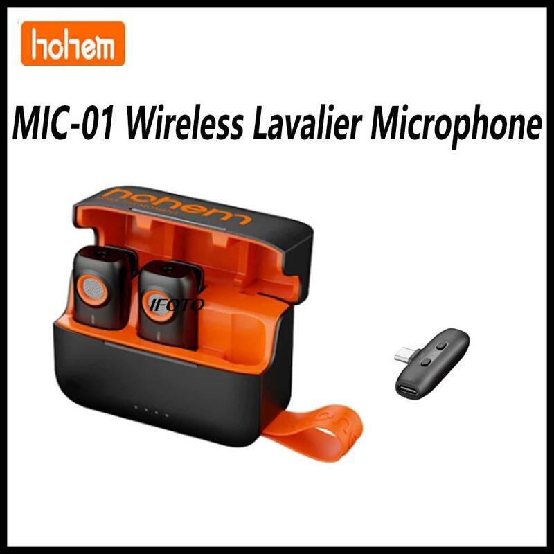 Hohem ไมโครโฟนลาวาเลียร์ไร้สาย MIC-01บันทึกโทรศัพท์สดตัดเสียงรบกวนอุปกรณ์ไมโครโฟนวิทยุสำหรับ iPhone Android