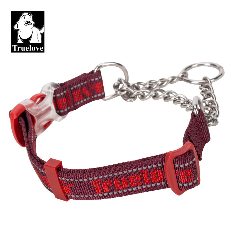 Truelove-Collar de entrenamiento para perros, cadena P de nailon de acero inoxidable, sin tirones, ajustable, reflectante, TLC5372