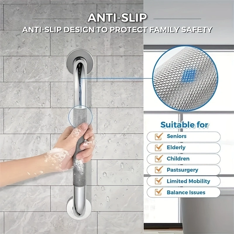 30/40/50CM Anti Slip Shower Grab Bar Handle, Chrome Stainless Steel Bathroom Grab Bar Shower Safety Support Handle Towel Rack