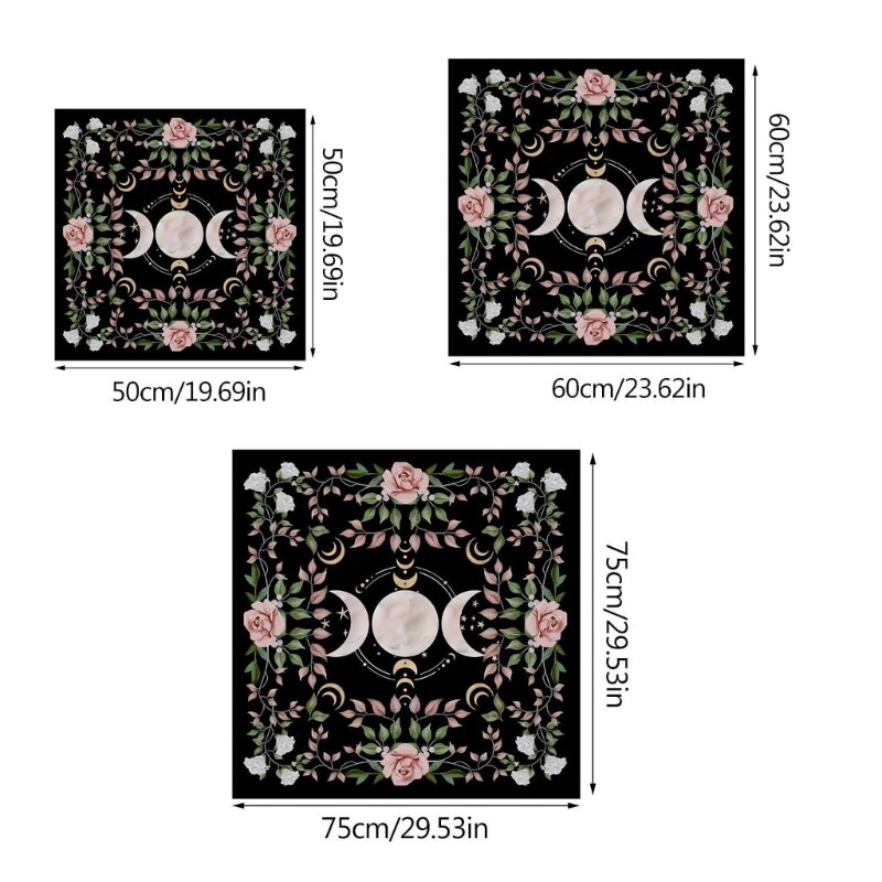 ขนาดต่างๆ Triple Moon Altar Tablecloth Taluo Card Table Cover Square Table Cover for Dining Room Kitchen Decoration