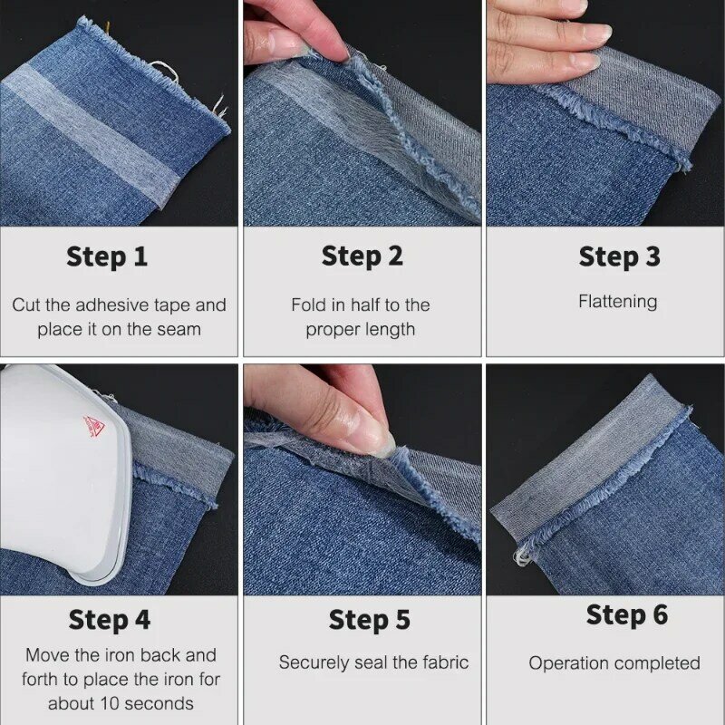 60M Self-Adhesive Pants Hem Tape Edge Shorten Paste Tape Iron on Pants DIY Clothes Length Shorten Household Sewing Accessories