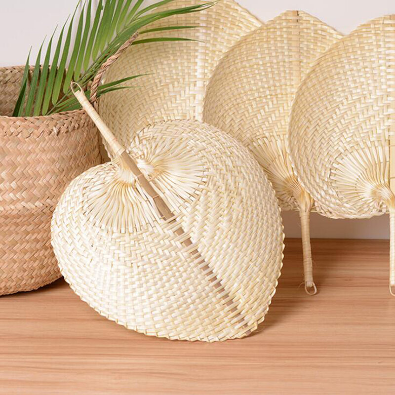 Ventagli intrecciati di paglia fatti a mano ventola di raffreddamento estiva artigianale decorazione per la casa in bambù