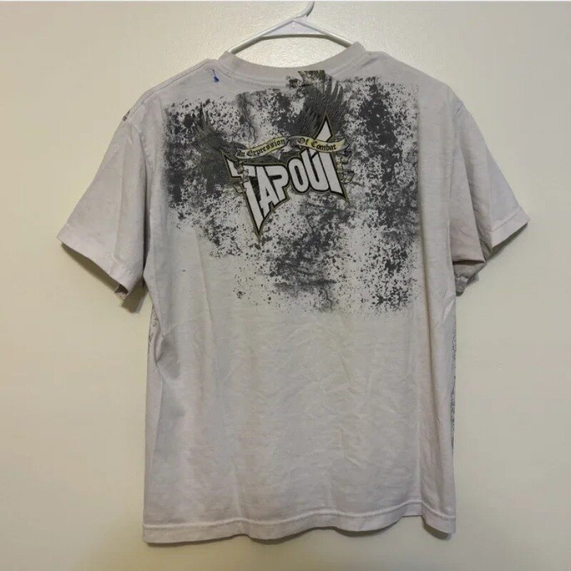 American New Retro Pure Cotton oversize Pattern t-shirt uomo harajuku goth Print girocollo top larghi abbigliamento da strada da uomo