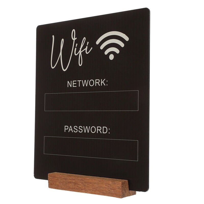 Wi-Fi sem fio acrílico senha assinar para convidados, conta e decoração sinalização, Network Desk, mesa do hotel