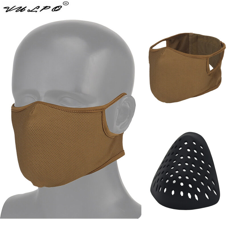 VULPO Tactical Shooting Mask With Silicone  Outdoor Breathable Elastic Soft Mask Riding Hiking  Wargame Airsoft Combat Half Mask