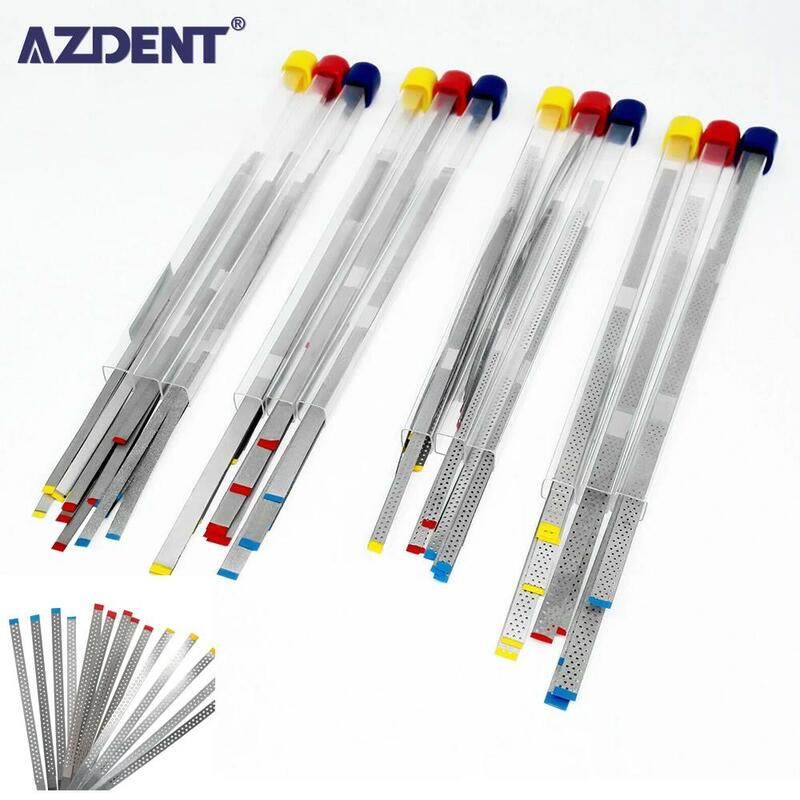 AZDENT 1 Box=5pc Dental Diamond Polishing Strip with/without Hole Sanding Surface Single/Double Sides Polishing Teeth Whitening